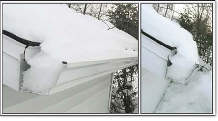Problem: Dachrinne voller Schnee und Eis